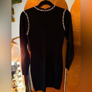 Michael Kors logo trim stretch viscose long sleeved mini dress size S
